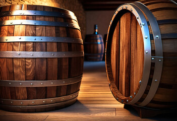 Old wooden wine barrel