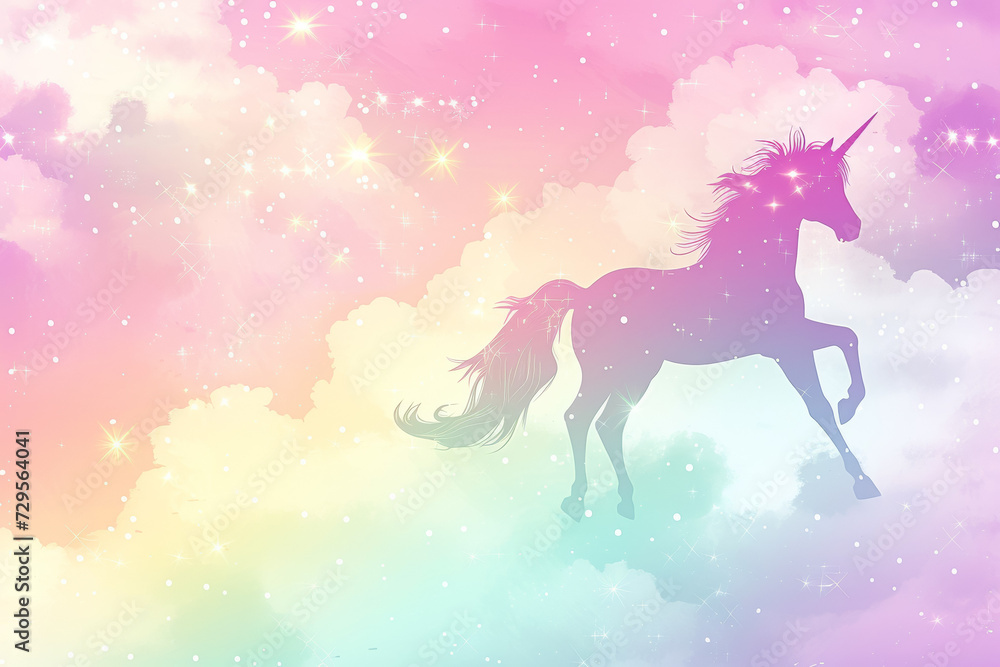 Poster rainbow unicorn. background with selective focus and copy space