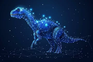 Foto auf Acrylglas Dinosaur hologram made from digital dots. Background with selective focus and copy space © top images