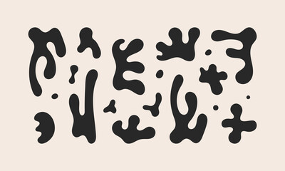 Set of abstract organic shapes. Cute naive modern vector flat illustration. Boho modern style. Bohemian collection of wavy and liquid shapes