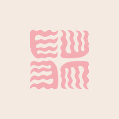 Abstract organic wavy shapes. Vector illustration in minimalist bohemian style. Modern geometric flat logo 