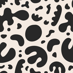 Seamless pattern with abstract silhouette organic shapes. Vector hand drawn background in minimalist boho style. Matisse inspired