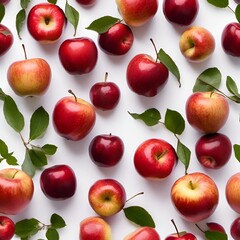AI generated illustration of white background with red and green apples on the floor