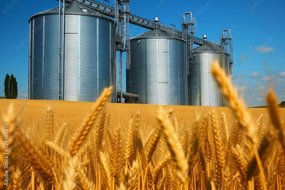 Poster elevator on a farm. background with selective focus and copy space