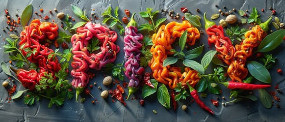Fototapeta na wymiar Assorted Colored Vegetables on Table