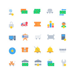 ecommerce icon set. flat color icon collection. Containing icons