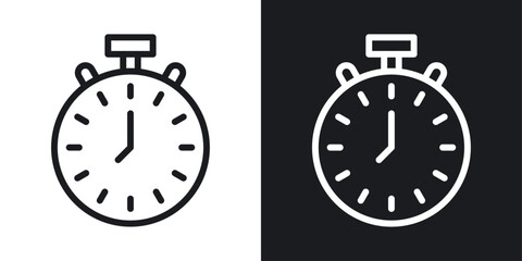 Stopwatch Icon Designed in a Line Style on White Background.