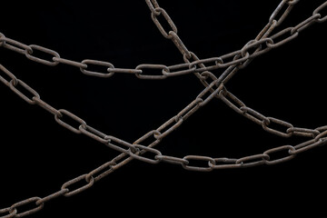 Metal Chains On A Black Background