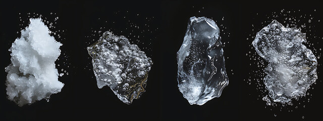 image of four different shapes of white ice in - obrazy, fototapety, plakaty