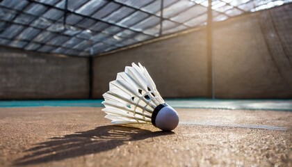 shuttlecock on the badminton court