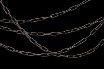 Metal Chains On A Black Background