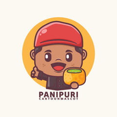 Panipuri chef cartoon, Indian food mascot design