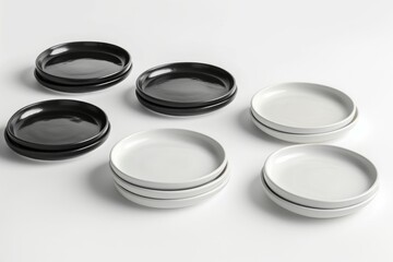 Ceramic plates. Backdrop with selective focus and copy space