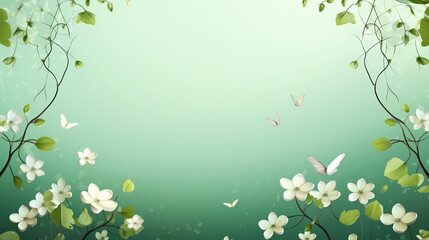 Spring season, vibrant green background