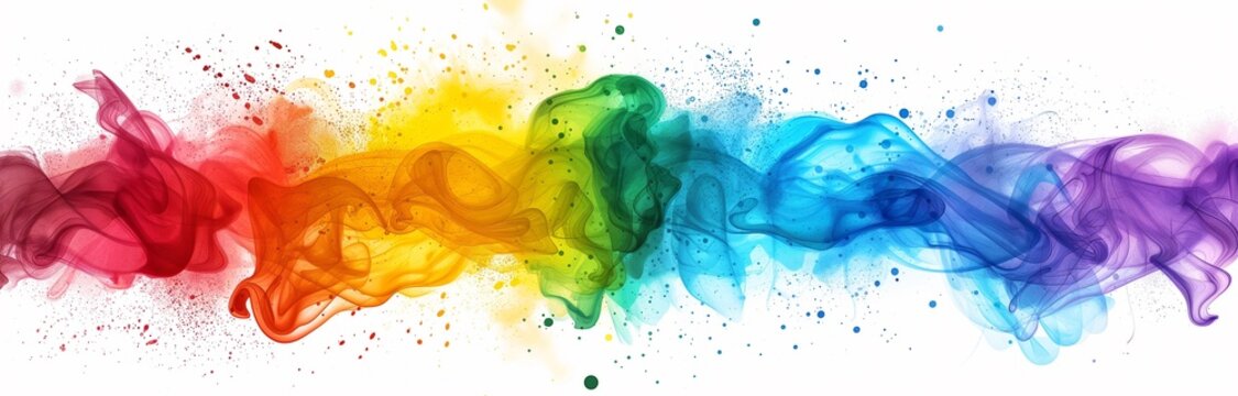 colorful rainbow splatter on white background