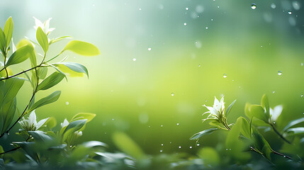 Obraz premium Spring background, green natural rustic background