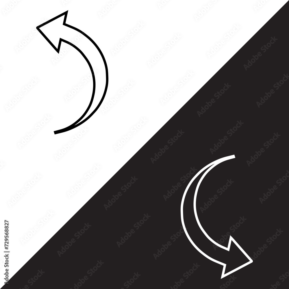 Poster curved arrow icon vector. arrow pointer icon sign symbol in trendy flat style. arrow left right vect