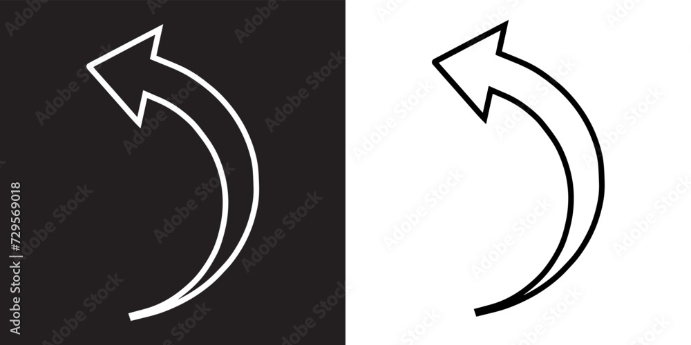 Poster curved arrow icon vector. arrow pointer icon sign symbol in trendy flat style. arrow left vector ico
