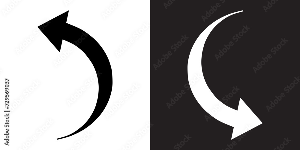 Poster curved arrow icon vector. arrow pointer icon sign symbol in trendy flat style. arrow left right vect