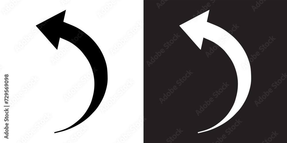 Poster curved arrow icon vector. arrow pointer icon sign symbol in trendy flat style. arrow left vector ico