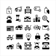 ecommerce icon set. filled black icon collection. Containing icons