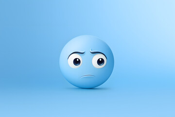 A calm light blue background embodying the 'Blue Monday' concept with the presence of a melancholic emoji.   Generative AI,