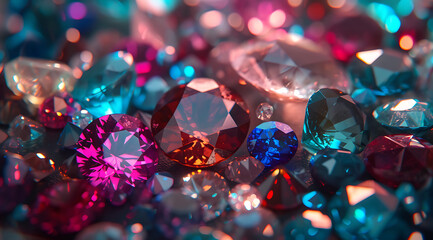 many colored gemstones in a background in