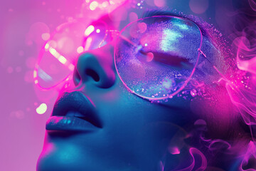 An image blending futuristic, neon-infused designs with fluid, organic forms to portray the synergy of digital transformation and human ingenuity with