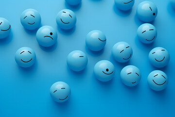 A light blue background evoking the 'Blue Monday' sensation with the presence of a sad emoji.    Generative AI,