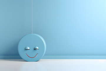 A serene light blue background conveying the 'Blue Monday' sentiment with a sad emoji.    Generative AI, - obrazy, fototapety, plakaty
