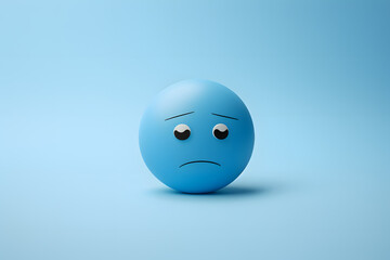 Emotive 'Blue Monday' concept featuring a sad emoji on a tranquil light blue background  Generative AI,