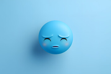 Emotive 'Blue Monday' concept featuring a sad emoji on a tranquil light blue background Generative AI,