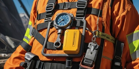 Fototapeta premium Altitude Mastery: Safety Belt Hooks and Fall Arrest Brilliance