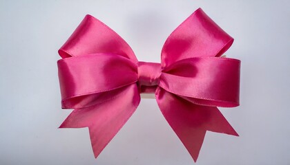 pink bow on white background a product made of satin ribbon for decorating a gift