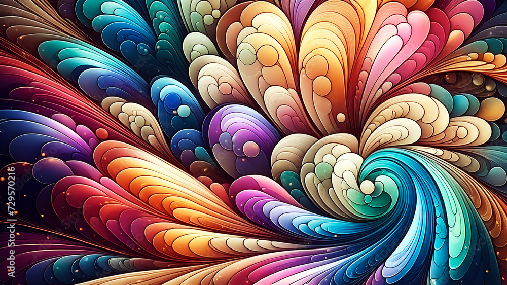 Wall mural abstract texture wallpaper and background with waves and curves in vivid colors. artistic pattern de