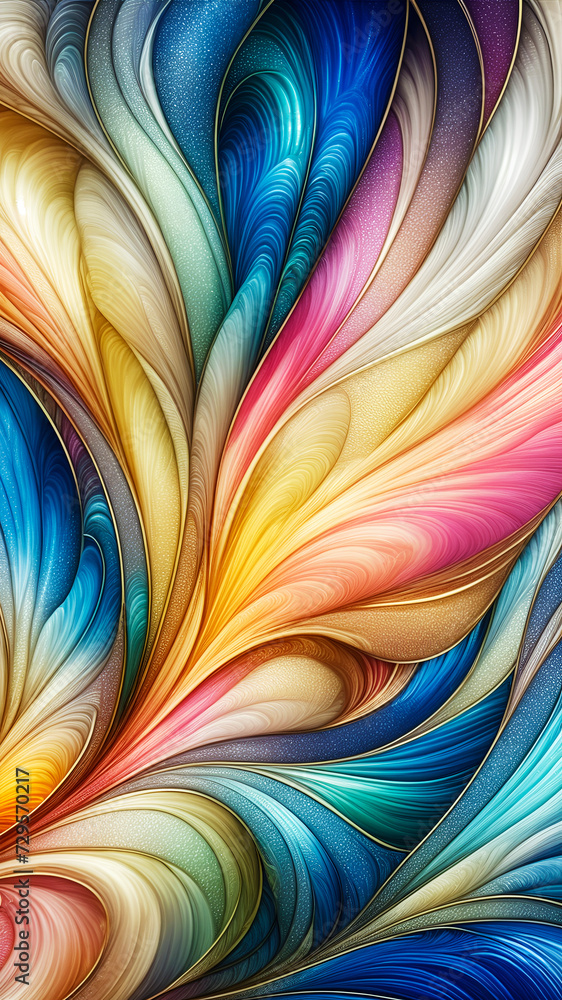 Wall mural abstract texture wallpaper and background with waves and curves in vivid colors. artistic pattern de