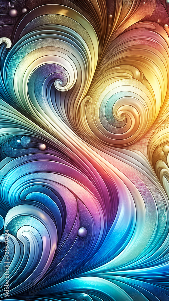 Wall mural abstract texture wallpaper and background with waves and curves in vivid colors. artistic pattern de