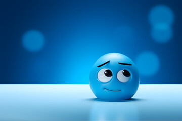 Light blue ambiance with a sad emoji face, representing the 'Blue Monday' experience.   Generative AI,