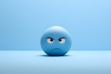 Light blue background with a melancholic emoji face, symbolizing the 'Blue Monday' feeling. - Generative AI,