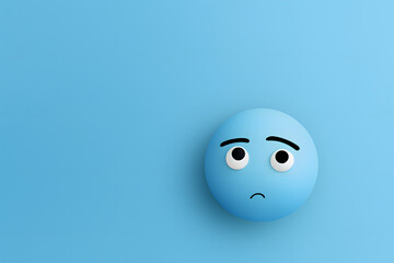 Light blue background with a melancholic emoji face, symbolizing the 'Blue Monday' feeling. -  Generative AI,