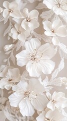 Close-up of delicate white flowers creating a soft, elegant lace pattern.