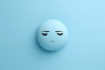 Sad emoji face on a serene light blue background, portraying the 'Blue Monday' concept Generative AI,