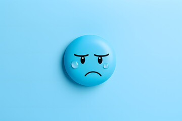 Sad emoji face on a serene light blue background, portraying the 'Blue Monday' concept Generative AI,