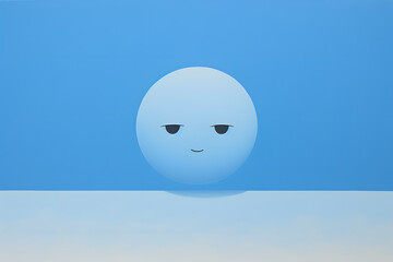 The 'Blue Monday' concept illustrated by a pensive emoji on a calming light blue canvas.  Generative AI,