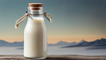 milk a glass bottle with twist off screw cap image