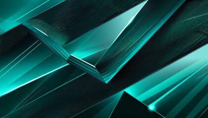 black dark blue green teal cyan petrol jade abstract background geometric shape 3d effect line...