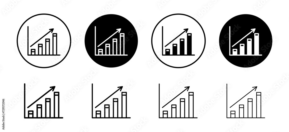 Aufkleber graph vector icon set collection. graph outline flat icon.