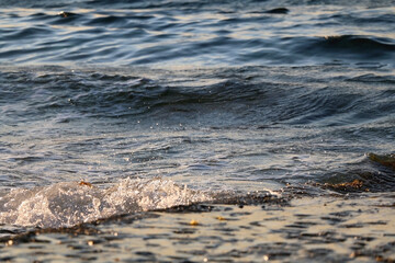 Bright blue sea surface, close-up.
