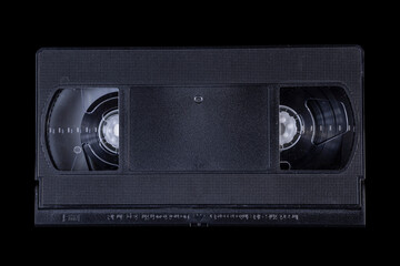 VHS Video Cassette On A Black Background