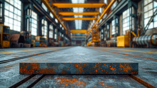 Railroad tracks in the warehouse of a metallurgical plant
